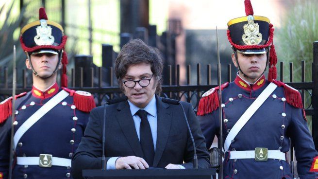 Javier Milei en el acto del Día del Veterano y de los Caídos en la Guerra de Malvinas.
