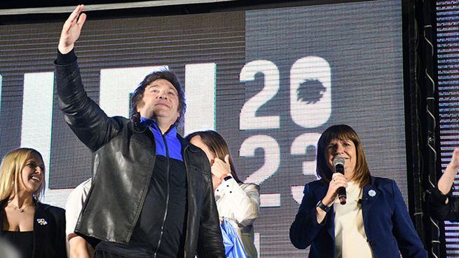 Javier Milei y Patricia Bullrich en el cierre de campaña 2023, en la ciudad de Córdoba.