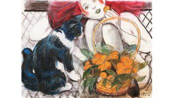 ámbito.com | “Gato pintor”, una de las obras que integran la muestra “Carlos Alonso-Guillermo Roux-Sean eternos los pinceles…”, lúdicos ejercicios conjuntos de dos notables artistas.