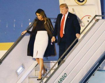 ESPERADO. El presidente Donald Trump aterrizó ayer en el país pasadas las diez de la noche. Su comitiva es la más numerosa de los países miembro.