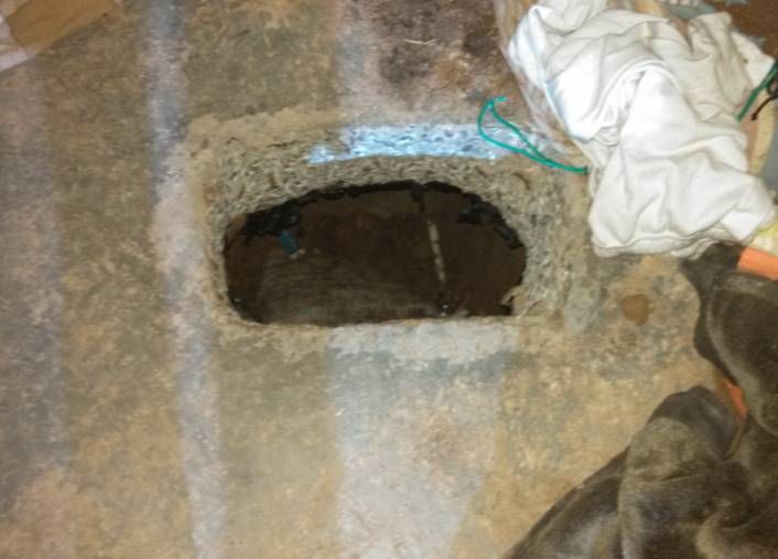 El boquete comenzó en una celda