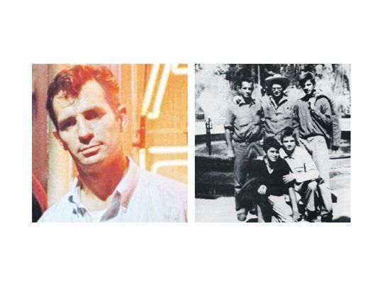 Jack Kerouac posa en la histórica foto de la derecha con Allen Ginsberg, Peter Orlovsky y de rodillas, Gregory Corso y Lafcadio Orlovsky, en la Plaza Luis Cabrera de la Colonia Roma de Ciudad de México, a metros de su departamento-“refugio”, en noviembre de 1956.