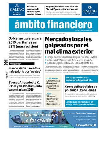 Tapa Edicion Impresa del 2018-12-11