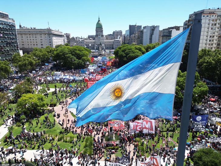 Protesta de la CGT en el Congreso.