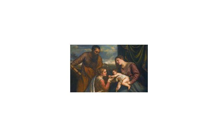 El nuevo propietario de esta obra renacentista, titulada Una conversación sagrada: la Virgen y el Niño con los santos Lucas y Catalina de Alejandría, es un coleccionista europeo.