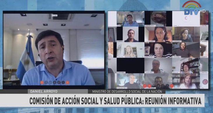 Daniel Arroyo expone de manera virtual ante los Diputados.