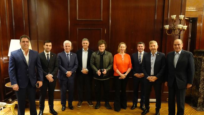 Javier Milei junto a gobernadores del PRO y aliados en la Casa Rosada.