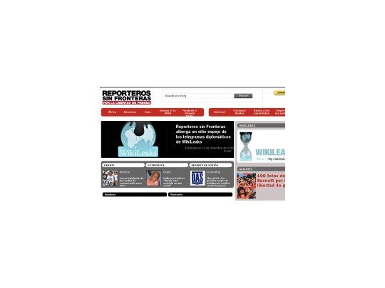 El sitio de Reporteros Sin Fronteras en la actualidad.