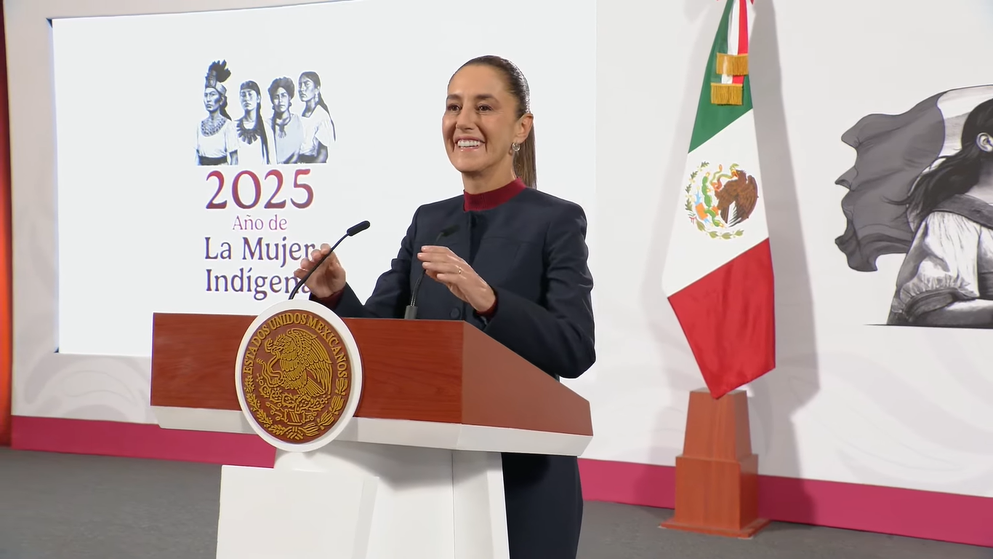 Claudia Sheinbaum en la Mañanera del Pueblo de este jueves.