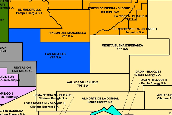 YPF conservar&aacute; el 36% de las &aacute;reas Meseta Buena Esperanza I y II, Aguada Villanueva Norte y Las Tacanas I y II.