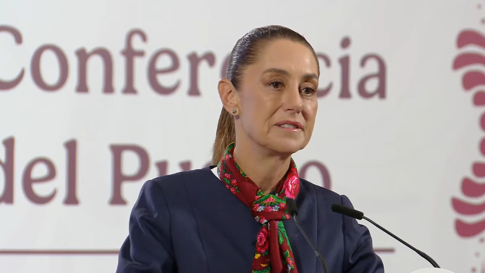 Claudia Sheinbaum habla en una nueva Mañanera del Pueblo.