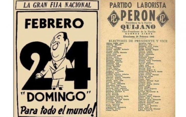 La boleta con la que la fórmula Perón-Quijano ganó las elecciones de 1946.