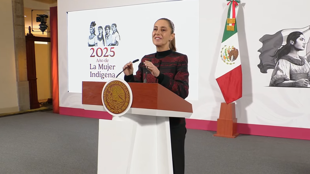 Claudia Sheinbaum en la Mañanera del Pueblo de este jueves.