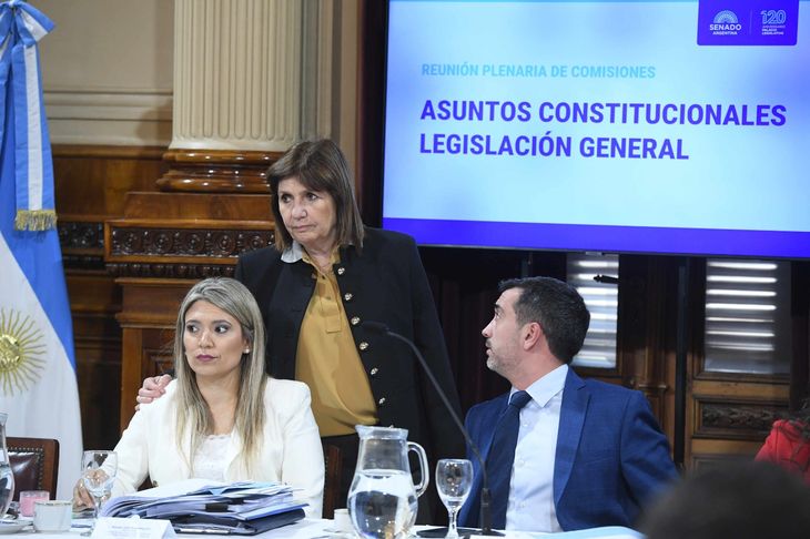 Bullrich con Márquez y Coto durante el plenario. Bullrich con Márquez y Coto durante el plenario.