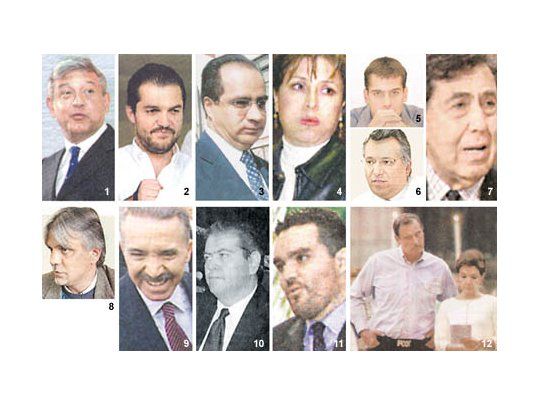 1. Andres Manuel Lopez Obrador 2. Carlos Ahumada Kurtz 3. René Bejarano 4. Rosario Robles 5. Jorge Emilio González 6. Cuauhtemoc Cárdenas 7. Ramón Sosamontes 8. Carlos Imaz 9. 10. Roberto Medrazo. 11. Federico Döring 12. Vicente Fox y Marta Sahagun de Fox