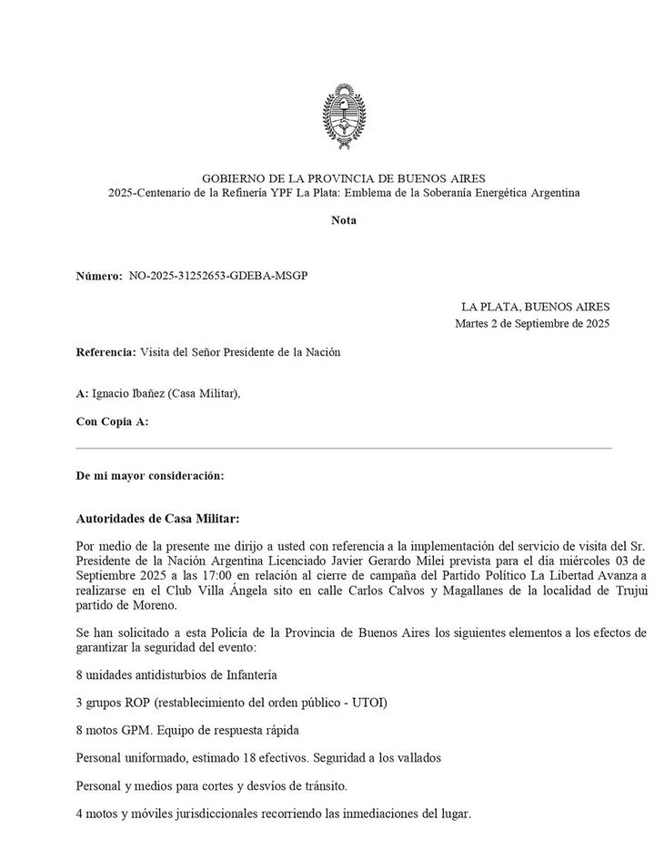 Las advertencias de Alonso al Ministerio de Seguridad de la Nación. Las advertencias de Alonso al Ministerio de Seguridad de la Nación.