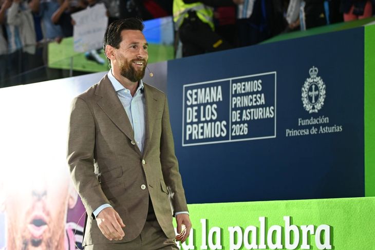 Messi en su llegada al Palacio de Deportes.