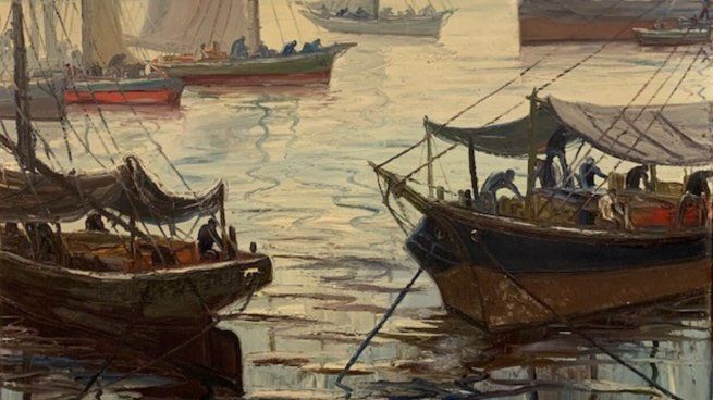 Barcas Óleo sobre tela. Obra original de Osvaldo Imperiale.&nbsp;