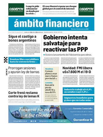 Tapa Edicion Impresa del 2018-12-12