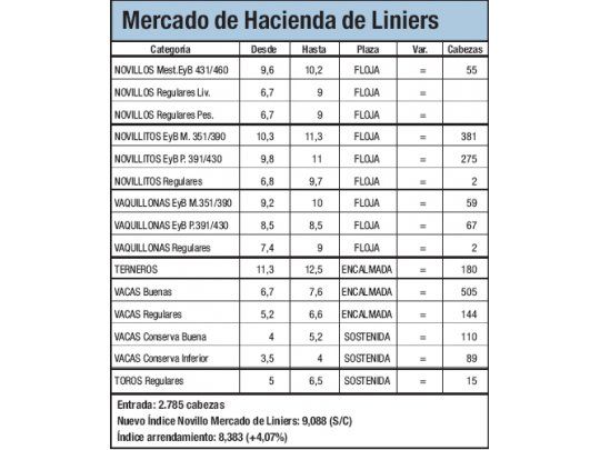 Escaso ingreso de animales a Liniers