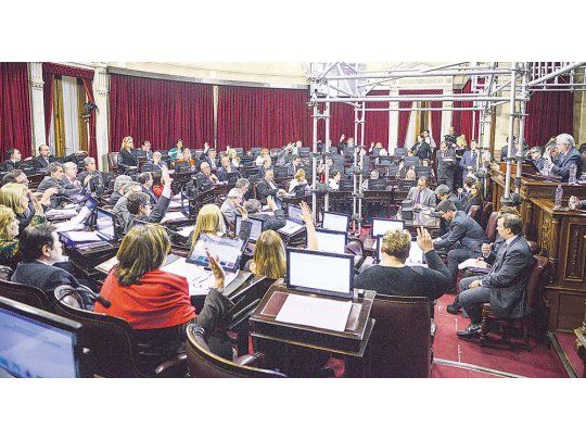 Andamios. El Senado sesionó ayer aún en medio de la restauración.