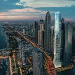 Render del conjunto urbano donde se levanta el Ciel Dubai Marina, con vistas hacia el Golfo Pérsico (Foto: The First Group) Render del conjunto urbano donde se levanta el Ciel Dubai Marina, con vistas hacia el Golfo Pérsico (Foto: The First Group)