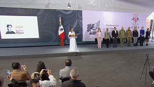 Claudia Sheinbaum brinda la Mañanera de este jueves en Morelos.
