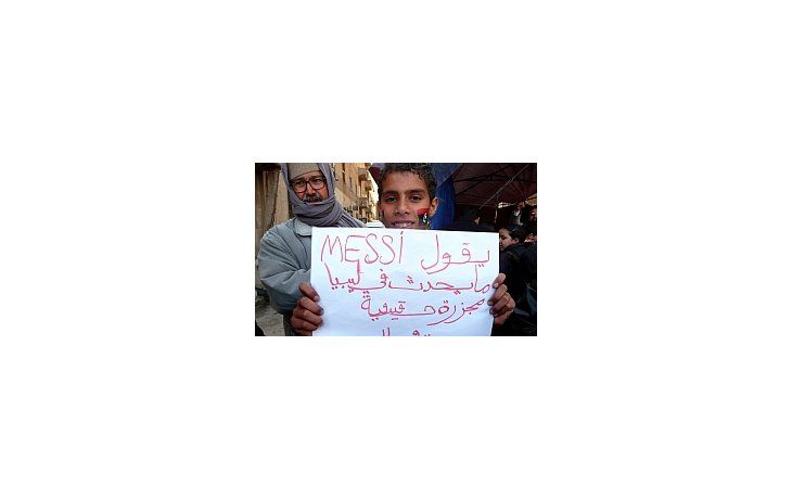 Los jovenes libios utilizan la imagen de Messi para apoyar la rebelión contra Gadafi.