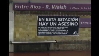en el dia de la memoria, jovenes republicanos vandalizaron la estacion de subte rodolfo walsh
