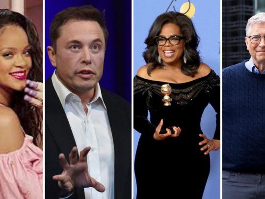 Rihanna, Elon Musk, Oprah Winfrey y Bill Gates y Elon Musk, algunos de la lista