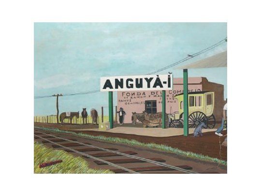 “Anguyá I”, de Patricio Larrambebere, ganadora del Primer Premio Adquisición, es una obra de carácter realista, con un dejo anacrónico y un guiño a Molina Campos.