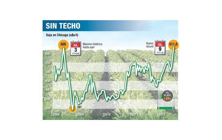 Soja rompió récord y llegó a u$s 611. Caería la demanda