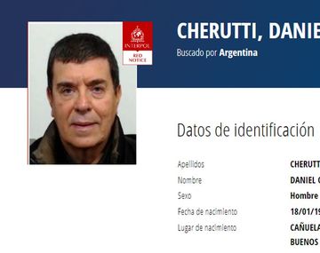 El alerta roja de Interpol contra Daniel Oscar Cherutti. 