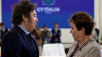 Buena sintonía. Javier Milei y Kristalina Georgieva durante la última cumbre del G7 en Italia.&nbsp;