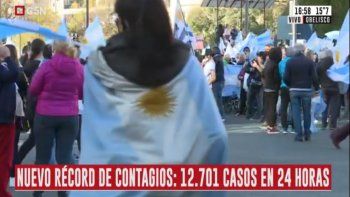 Marcha anticuarentena en el Obelisco&nbsp;