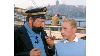 Imagen de «Tintin y las naranjas azules», que como «Tintin y el misterio del vellocino de oro», fue protagonizada por Jean-Marie Talbot, una de las adaptaciones del comic al cine.