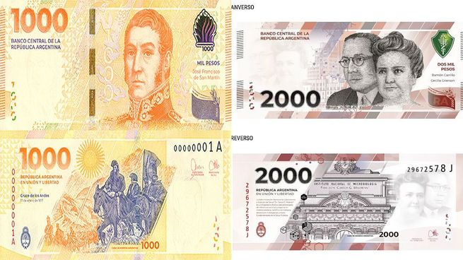 Banco Central puso en circulación los nuevos billetes de $1.000 y $2.000.