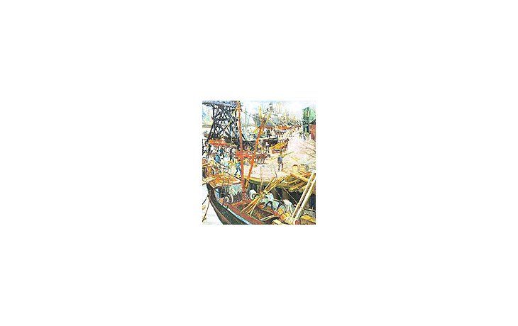 ámbito.com | Fragmento de «En plena actividad», la obra más importante de Benito Quinquela Martín que aparece en el mercado en cuatro décadas; la subastará Sothebys con una base de u$s 90.000.