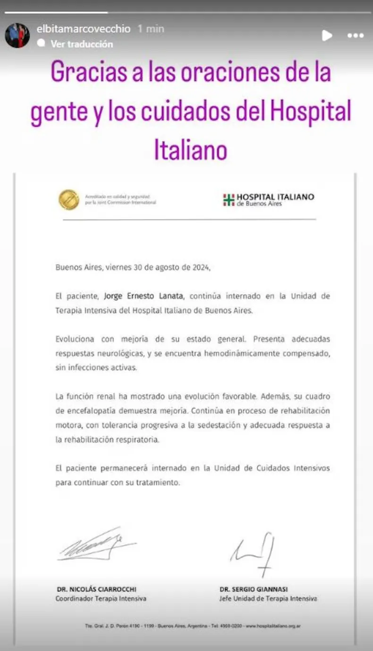 A new medical report was released on Jorge Lanata: how is his health?