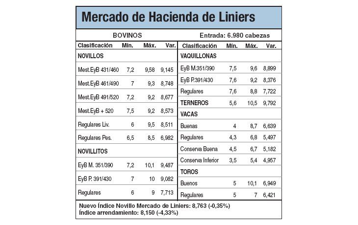 Bajas del 0,3% en Mercado de Liniers