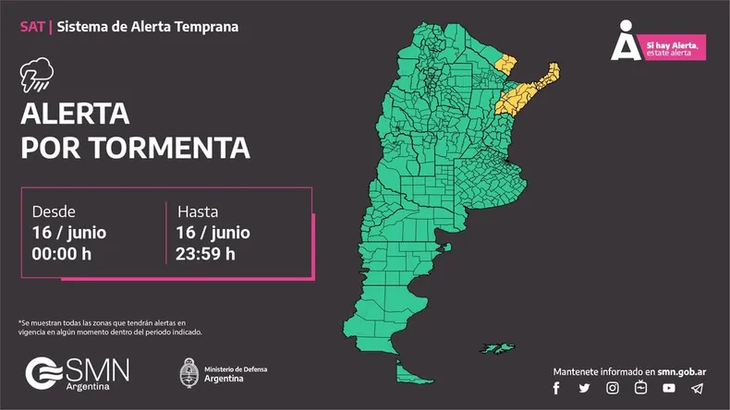 Alerta por tormentas para este domingo. Alerta por tormentas para este domingo.