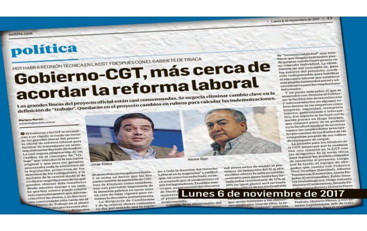 ámbito.com | anticipo. El lunes 6-11 este diario informó del avance de las conversaciones entre el Ejecutivo y la central sindical. Próximo paso, el Congreso.