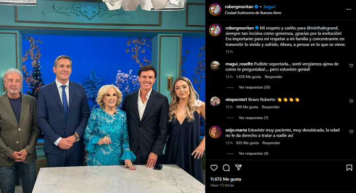 Roberto García Moritán spoke on social networks after the encounter with Mirtha Legrand: what he said