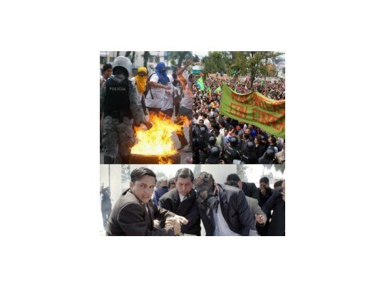 El mandatario debió abandonar el cuartel al que había acudido personalmente para negociar con los policías en medio de enfrentamientos entre los manifestantes y su personal de seguridad. Afectado por los gases lacrimógenos, Correa salió del regimiento en camilla, y fue trasladado a un hospital.
