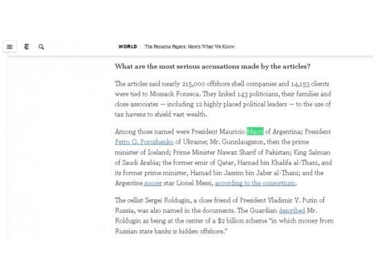 Para The New York Times, el caso de Macri en los Panamá Papers es uno de los más graves