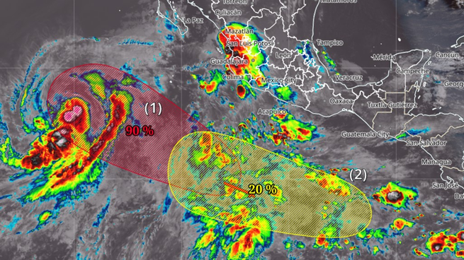 Probabilidad de Efecto Fujiwhara en el Pacífico.