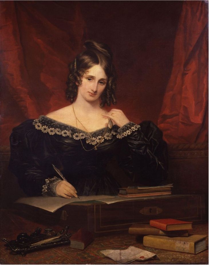 Mary Wollstonecraft Godwin de Shelley, Mary Shelley, la creadora de la primer novela de horror de la historia, Frankenstein, y quien al inicio de la Revolución Industrial primero ideó la figura del “genio loco” en 1816. Mary Wollstonecraft Godwin de Shelley, Mary Shelley, la creadora de la primer novela de horror de la historia, Frankenstein, y quien al inicio de la Revolución Industrial primero ideó la figura del “genio loco” en 1816.