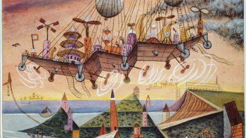 Xul solar. “Vuel Ville”, una nave extraordinaria volando sobre la ciudad.