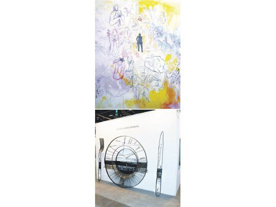 Arriba, una de las obras de la serie «Nada está quieto» que Eduardo Médici expone en Rubbers. Y abajo, una de las que Gustavo López Armentía expuso en arteBA y ahora se pueden ver en Insight Arte.
