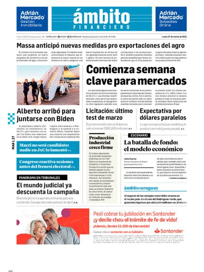 Tapa Edicion Impresa del 2023-03-27